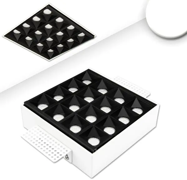 Ausverkauf ISOLED LED Einbauleuchte Raster flächenbündig schwarz 15W, neutralweiß, 1-10V dimmbar