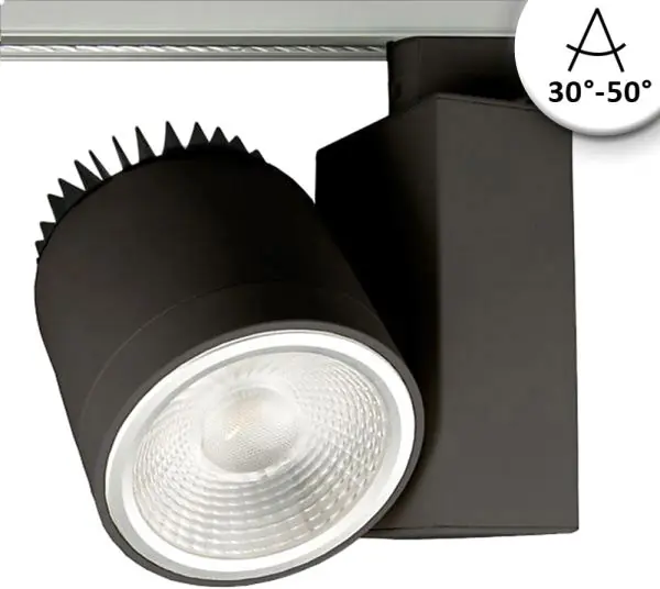 Wochenendangebot ISOLED 3-PH Schienen-Strahler fokussierbar, 30W, 30°-50°, schwarz matt, warmweiß, dimmbar