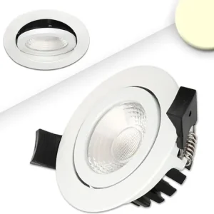 Super-Preis ISOLED LED Einbaustrahler, weiß, 8W, IP65, 60°, rund, warmweiß, IP65, dimmbar