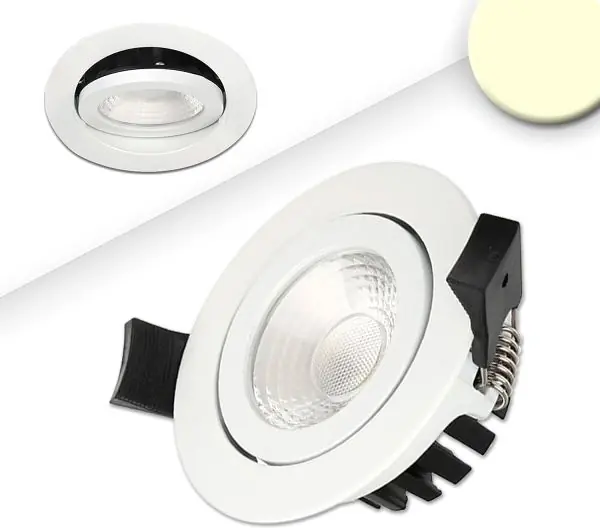 Super-Preis ISOLED LED Einbaustrahler, weiß, 8W, IP65, 60°, rund, warmweiß, IP65, dimmbar