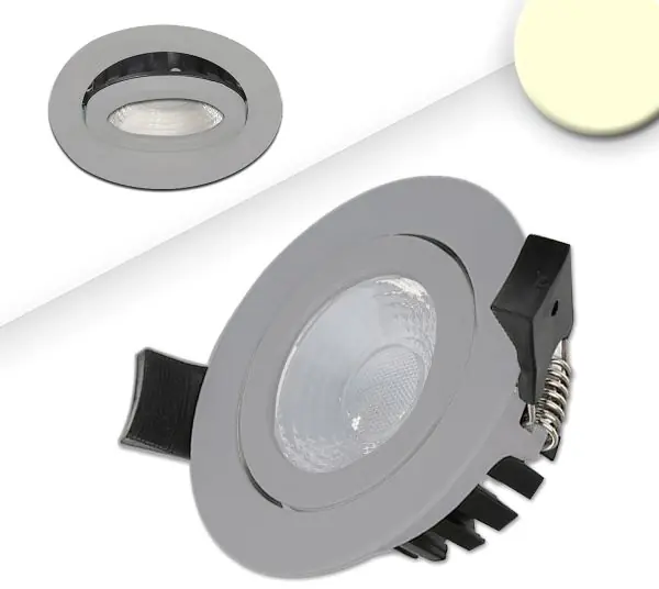 Garantierte Lieferung ISOLED LED Einbaustrahler, silber, 8W, 36°, rund, warmweiß, IP65, dimmbar