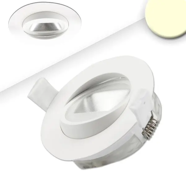ISOLED LED Einbaustrahler asymmetrisch COB, weiß, 8W, 50°, IP44, rund, warmweiß, dimmbar Markenprodukt