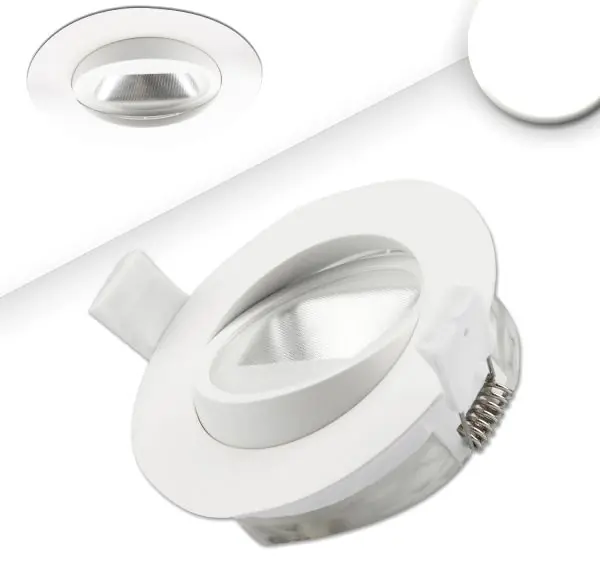 ISOLED LED Einbaustrahler asymmetrisch COB, weiß, 8W, 50°, IP44, rund, neutralweiß, dimmbar Heißes Angebot