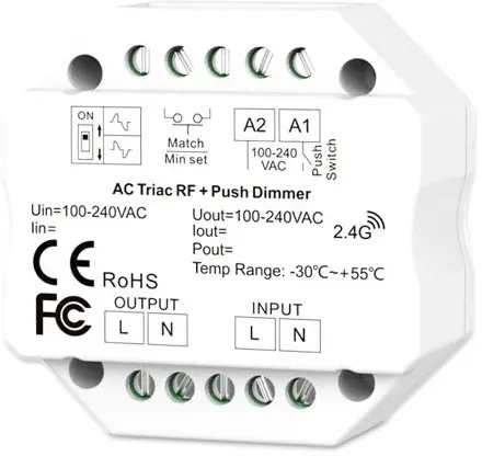 Billig ISOLED Sys-Pro Universal-Push/Funk Mesh-Dimmer 230V, 360VA, Phasenan-/Abschnitt wählbar