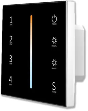 Neu Im Sortiment ISOLED Sys-Pro weißdynamische 4 Zonen Einbau-Touch-Fernbedienung + DMX Output, schwarz, 230V