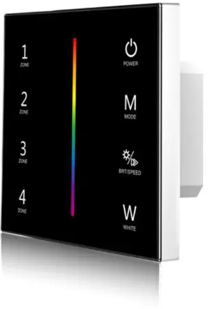 Echt ISOLED Sys-Pro RGB+W 4 Zonen Einbau-Touch-Fernbedienung + DMX Output, schwarz, 230V