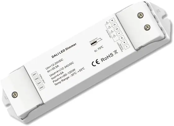Billig ISOLED DALI DT6 PWM-Controller, 4 Kanal, 12-24V DC 4x5A
