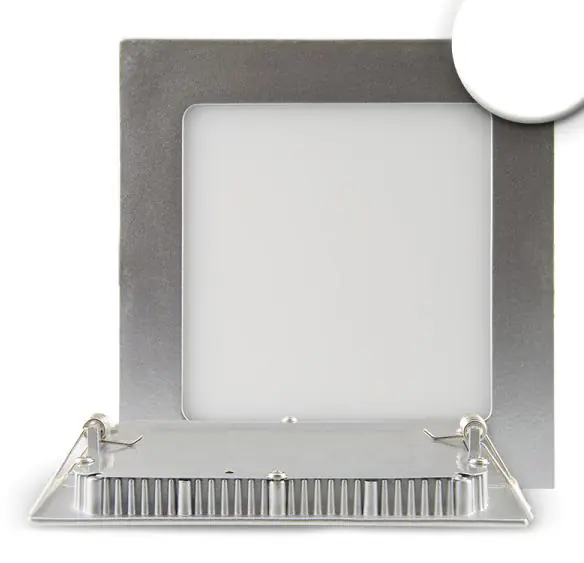 Geprüft ISOLED LED Downlight, 15W, eckig, ultraflach, silber, neutralweiß, dimmbar