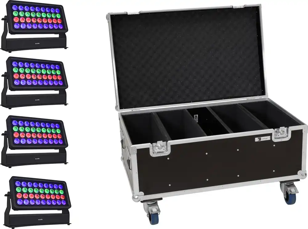 EUROLITE Set 4x Multiflood Pro IP RGBW Wash MK2 + Case Preisknaller