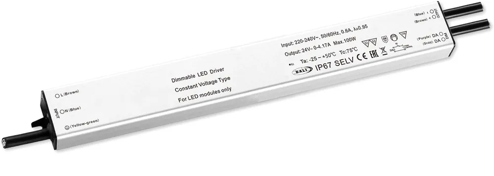 Heißes Angebot ISOLED LED PWM-Trafo 24V/DC, 0-60W, slim, Push/Dali-2 dimmbar, IP67, SELV