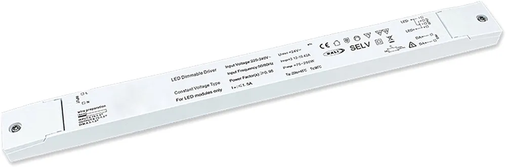 ISOLED LED PWM-Trafo 24V/DC, 0-250W, slim, Push/Dali-2 dimmbar, SELV Preis Gesenkt
