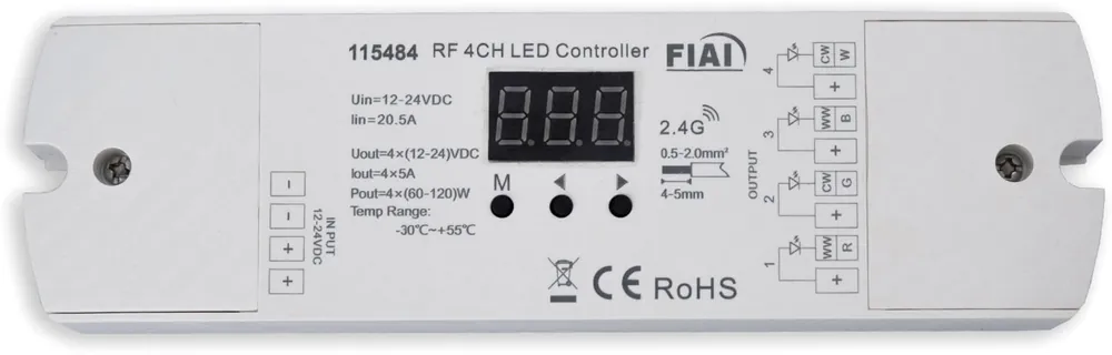 ISOLED LED Funk Mesh 4 Zonen PWM Dimmer, 1-4 Kanal, 12-24V DC, 4x5A Schneller Versand