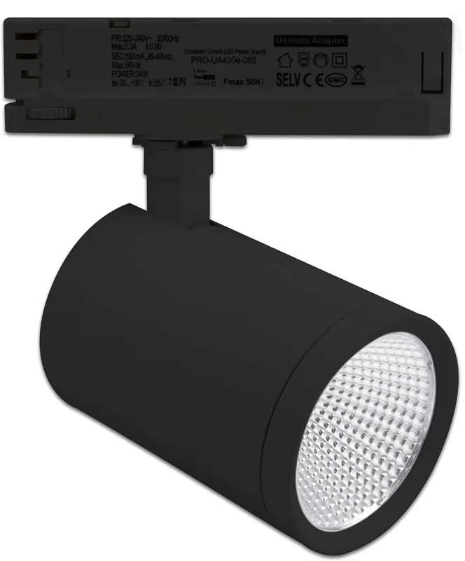 ISOLED 3-PH Schienen-Strahler, 35W, 38°, schwarz matt, 4000K, CRI90 Nur Heute