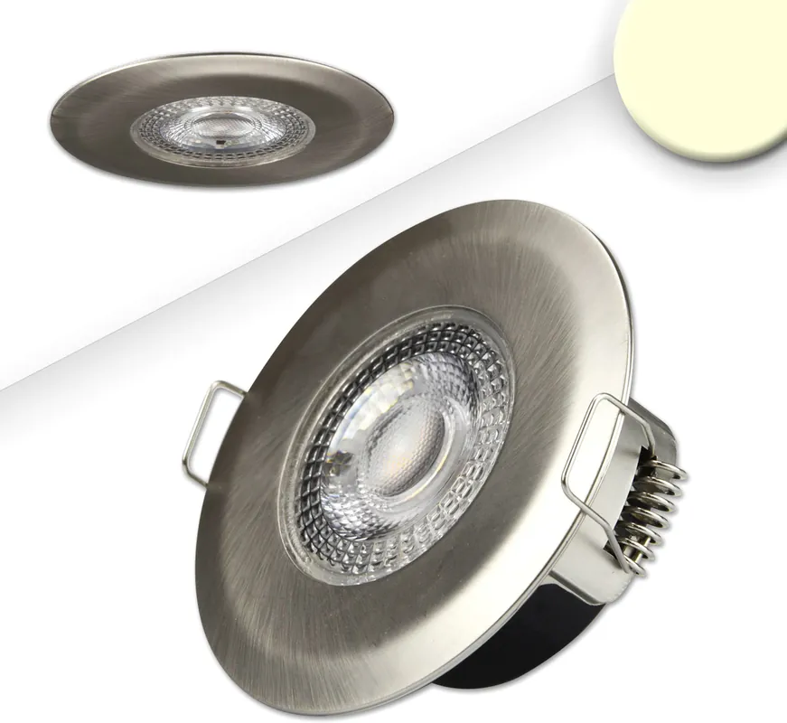 ISOLED LED Einbaustrahler PC68 IP44, brushed, 5W, 38°, warmweiß, 3 Stufen dimmbar Kracherpreis