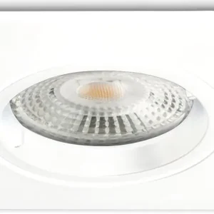 Bestpreis ISOLED Einbaurahmen eckig, Lochausschnitt 68mm, weiß, für GU10/MR16 Spots