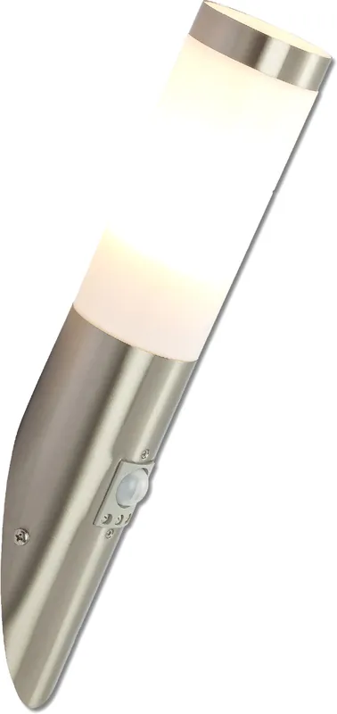 Knallerangebot ISOLED Wandleuchte Edelstahl, IP44, PIR Bewegungssensor, warmweiß, inkl. E27 LED Leuchtmittel 9W