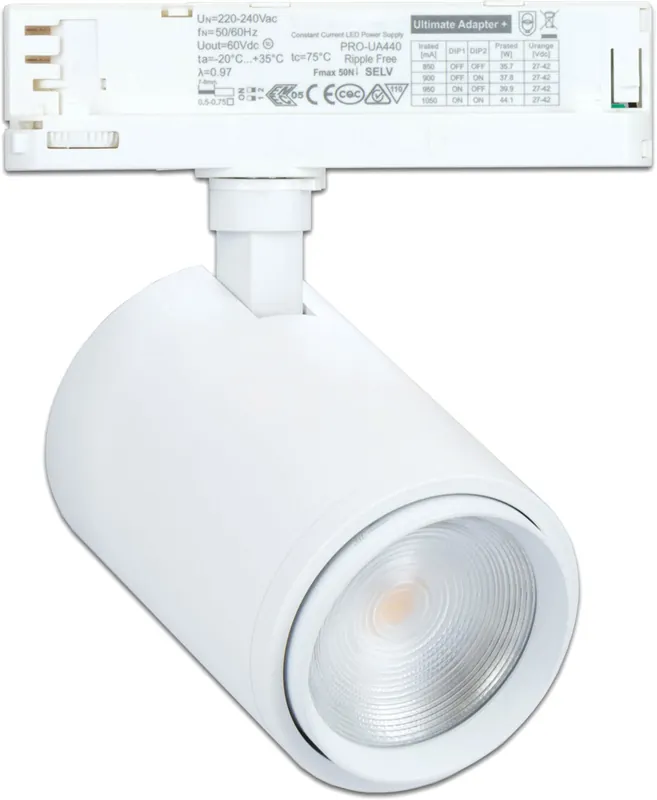 ISOLED 3-PH Schienen-Strahler Vollspektrum fokussierbar, 42W, 20°-70°, weiß matt, 4000K Preisreduziert