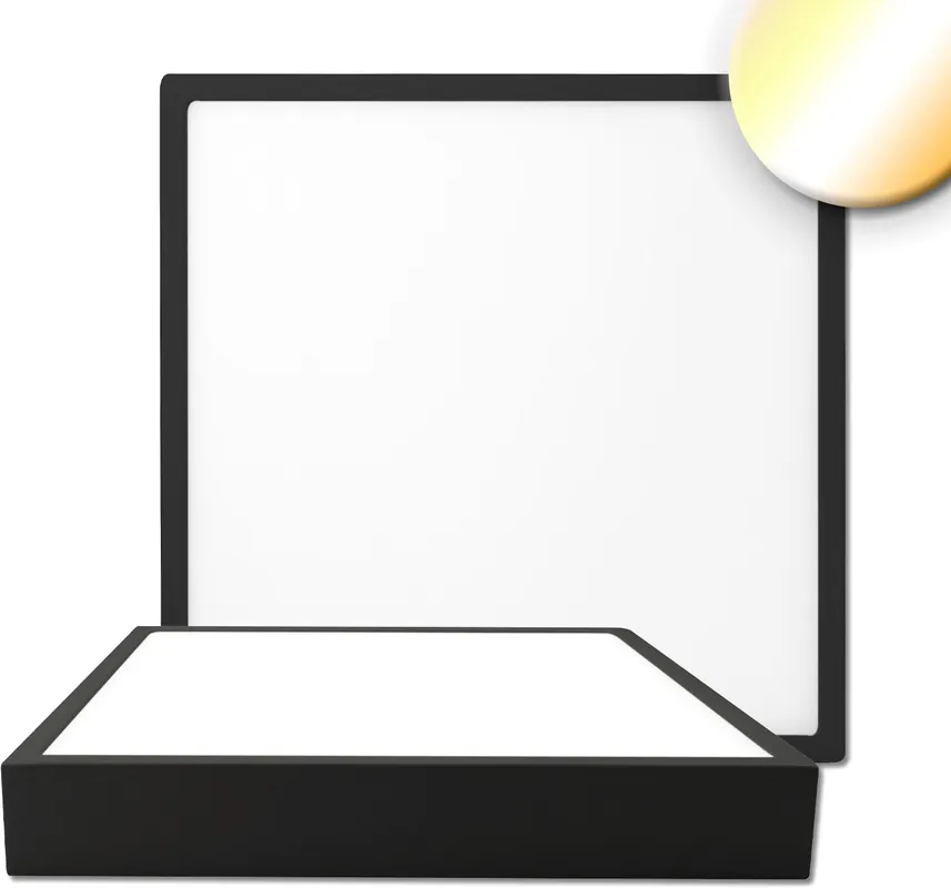 ISOLED LED Deckenleuchte PRO schwarz, 30W, 300x300mm, ColorSwitch 2700|3000|4000K, dimmbar Zertifiziert