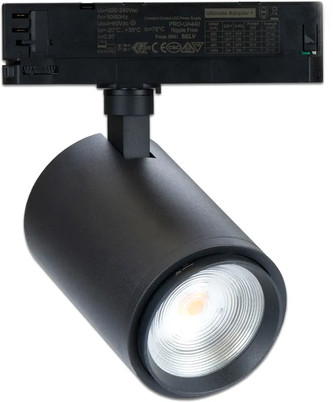 ISOLED 3-PH Schienen-Strahler fokussierbar, 34W, 20°-70°, schwarz matt, Fresh Meat 3200K Neue Kollektion