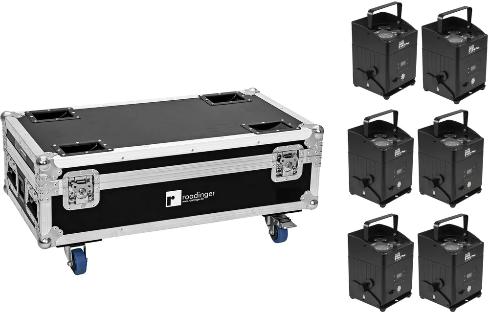 Neuheit EUROLITE Set 6x AKKU IP UP-4 Plus HCL Spot WDMX + Case mit Ladefunktion