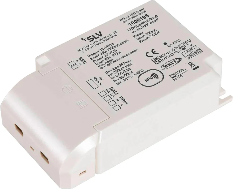 SLV LED Treiber, 40W 500mA DALI dimmbar mit RF-Schnittstelle LED-Treiber weiß DALI Neu