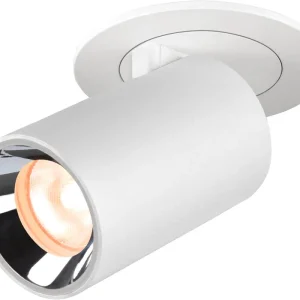 Zertifiziert SLV NUMINOS® PROJECTOR XS, Deckeneinbauleuchte, 2700 K, 55°, zylindrisch, weiß / chrom