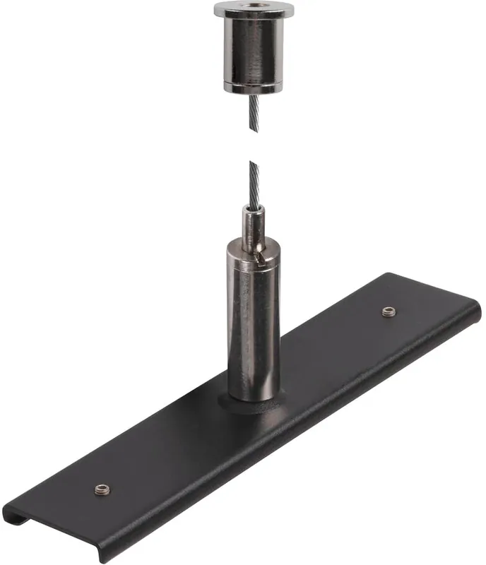 SLV Schienenverstärkungsplatte mit Aufhängungsset, 48V TRACK, 3m Drahtseil, schwarz Abverkauf