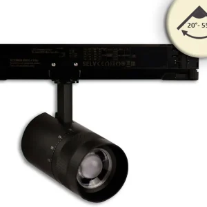 Versand Am Gleichen Tag ISOLED 3-Phasen Schienen-Strahler fokussierbar, 12W, 20°-55°, schwarz matt, 3000K, DALI dimmbar