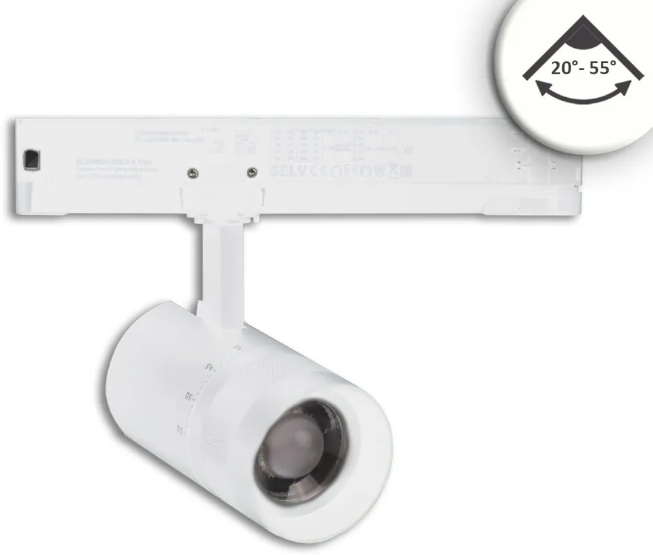 ISOLED 3-Phasen Schienen-Strahler fokussierbar, 12W, 20°-55°, weiß matt, 4000K, DALI dimmbar Angebot