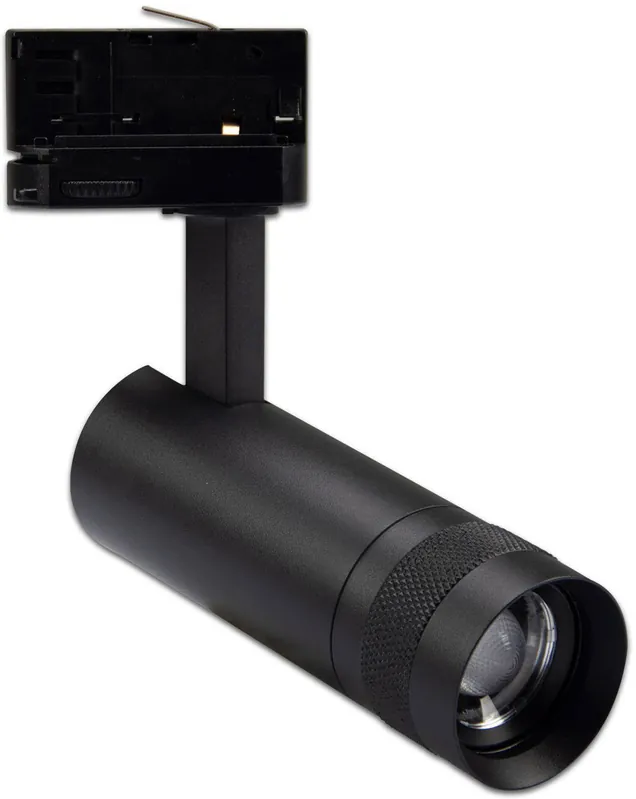 Neue Kollektion ISOLED 3-Phasen Schienen-Strahler fokussierbar, 8W, 20°-55°, schwarz matt, 2700K, dimmbar