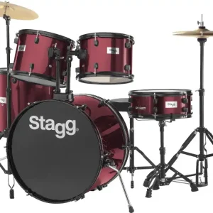 22" Schlagzeug, Drumset, komplett, TIM122B WR, weinrot Gratis Versand