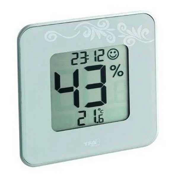 Digital-Hygrometer /Thermometer weiss, mit MIN/MAX-Wertspeicher, 105 x 105 mm Echt