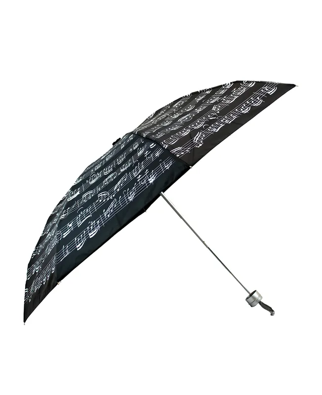 Regenschirm klein, schwarz mit Noten Preisreduziert