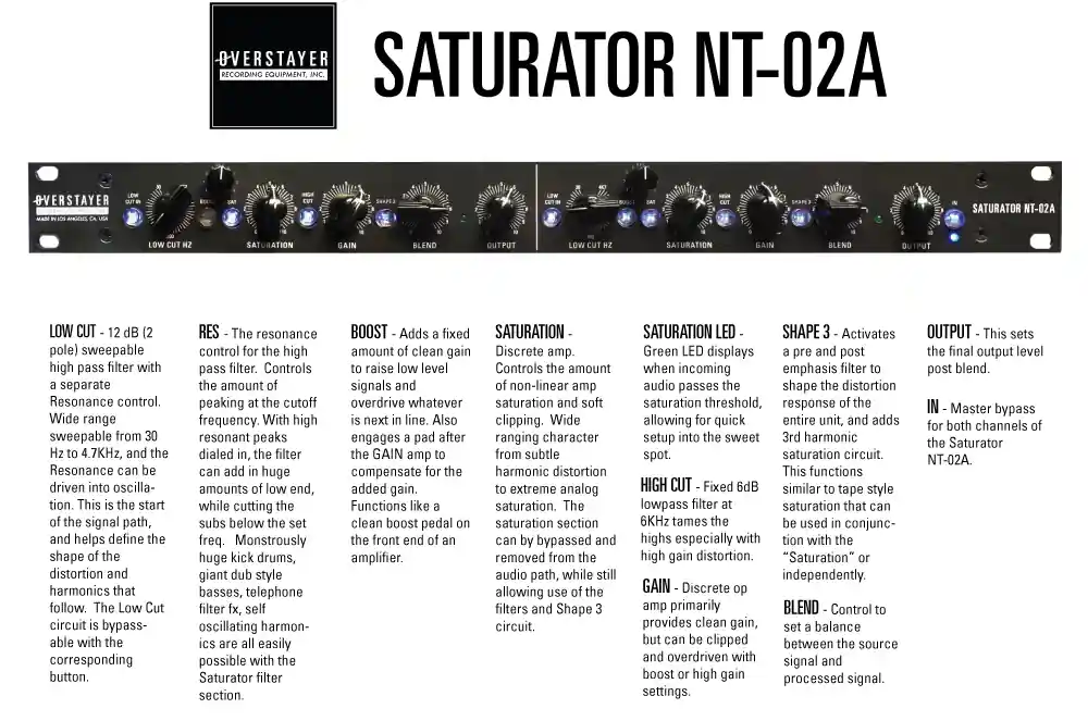 Overstayer SATURATOR MODEL NT-02A Abverkauf