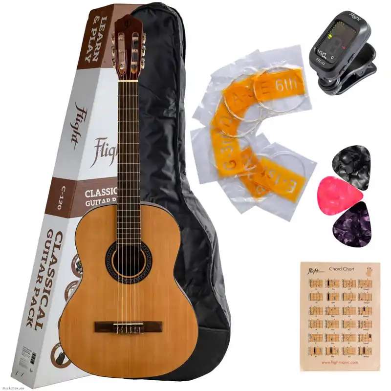 FLIGHT C-120N Natur Klassisches Gitarrensets Neu Im Sortiment