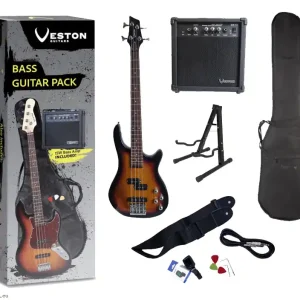 VESTON GUITARS VJPB-SB Mini Bassgitarre Set Direktkauf