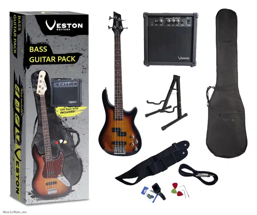 VESTON GUITARS VJPB-SB Mini Bassgitarre Set Direktkauf