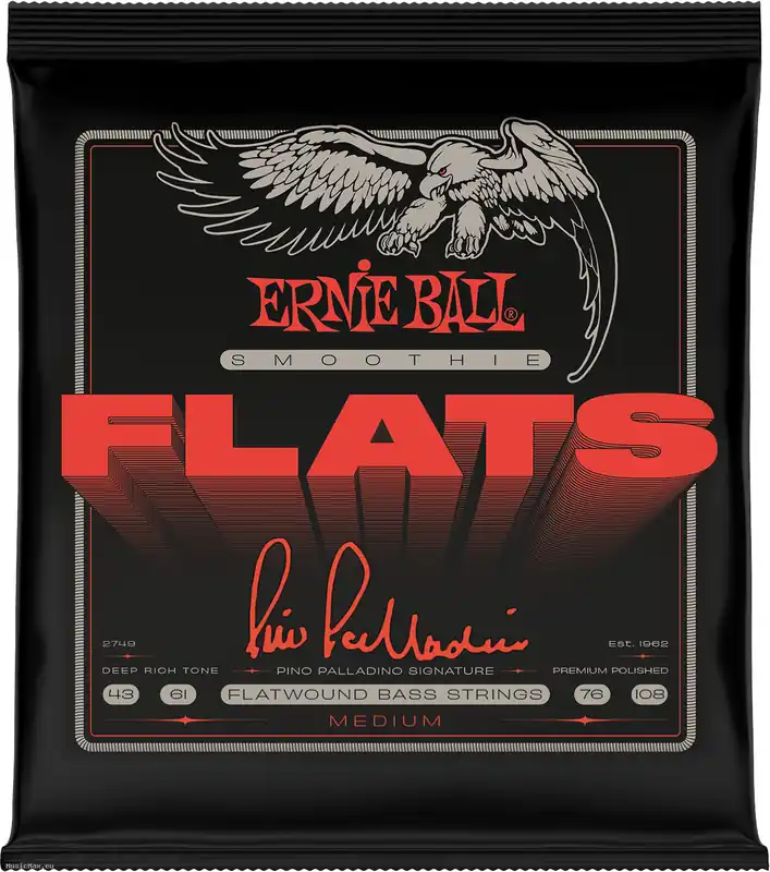 ERNIE BALL P02749 PINO PALADINO SMOOTHIE Medium 43-108 Flatwound Bass Saiten Begrenztes Angebot