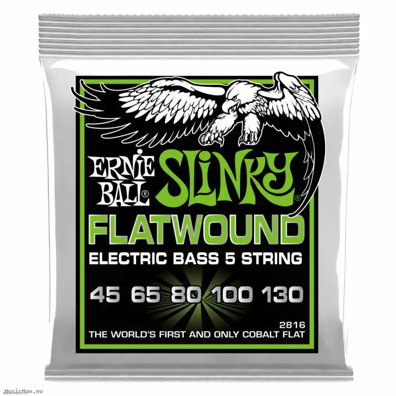 Neu Im Sortiment ERNIE BALL 2816 FLATWOUND SLINKY 45-130 Flatwound Bass Saiten