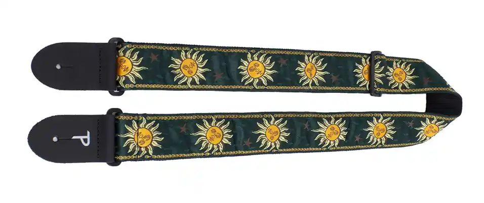 Neu Im Sortiment Perri's 7637 Jacquard Gurt, yellow suns on green