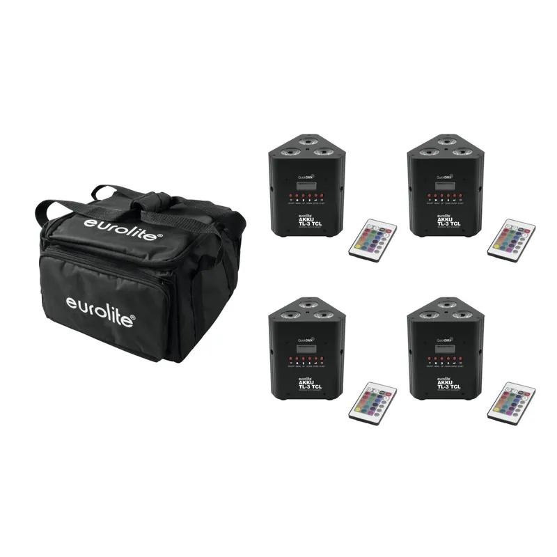 EUROLITE Set 4x AKKU TL-3 QuickDMX + Soft-Bag Nur Für Kurze Zeit