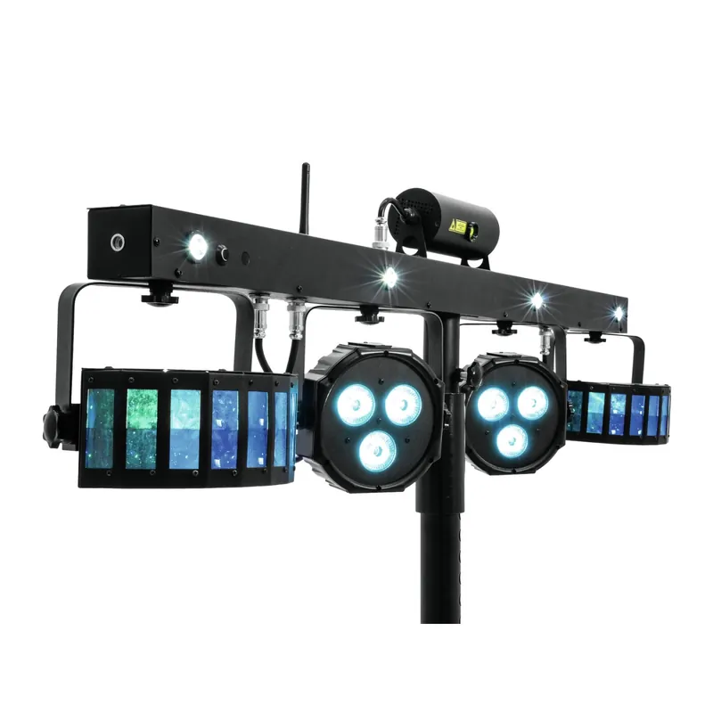 EUROLITE LED KLS Laser Bar FX-Lichtset - Bar mit 2 Derbys, 2 Spots, weißen Strobe-LEDs, Laser (RG, 2M), Fußschalter Sale