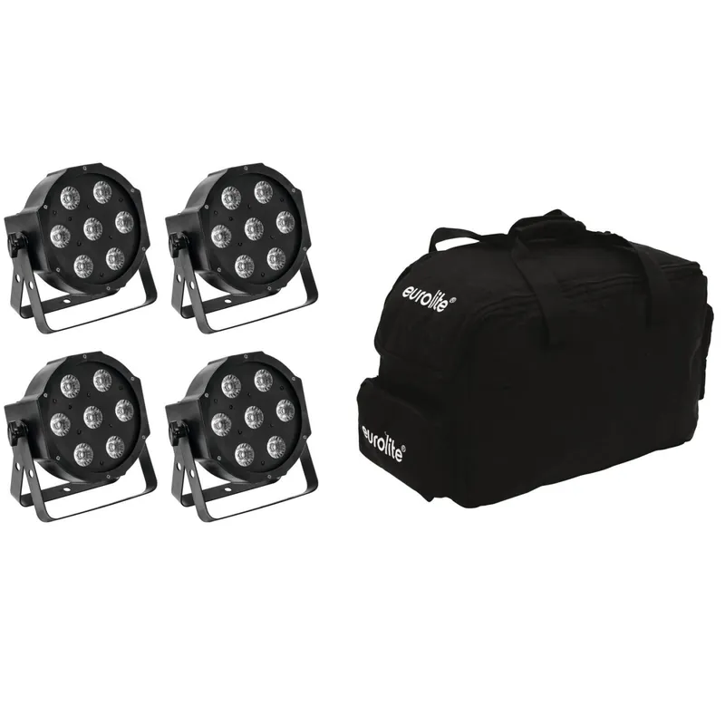 4 x EUROLITE LED SLS-7 HCL 7x10W Floor RGBAW+UV inkl. Transporttasche Bestpreis