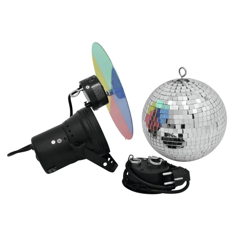 EUROLITE Spiegelkugelset 20cm mit Pinspot - Set mit Motor, Spiegelkugel, Kette, Pinspot und Farbrad Neue Kollektion