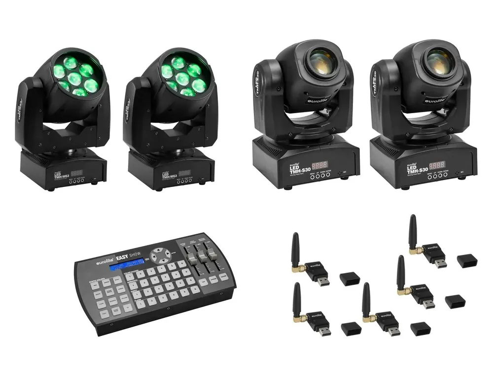 EUROLITE Set 2x LED TMH-W63 + 2x LED TMH-S30 + USB QuickDMX + Easy Show Abverkauf