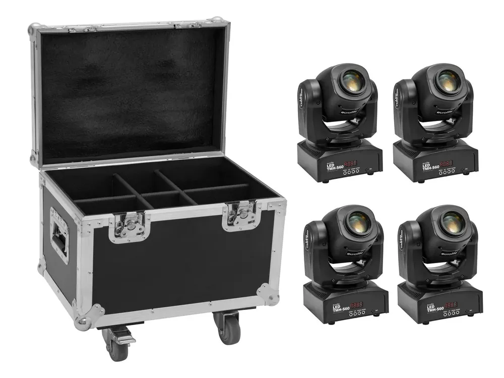 Jetzt Kaufen EUROLITE Set 4x LED TMH-S60 Moving-Head-Spot + Case