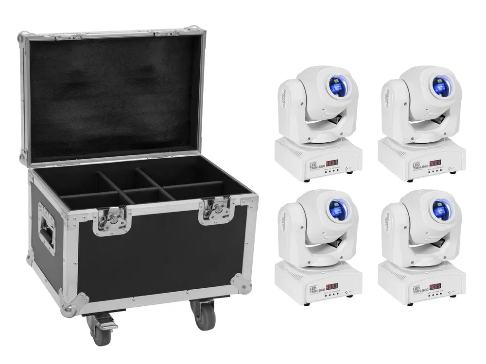 EUROLITE Set 4x LED TMH-S60 Moving-Head-Spot ws + Case Schneller Versand