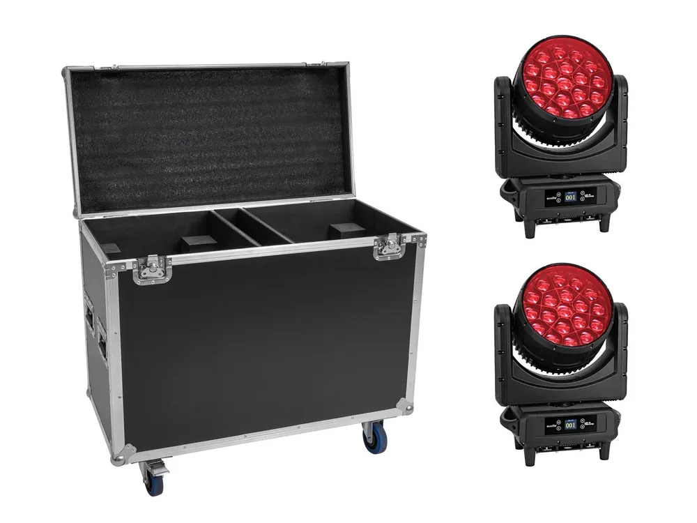 Preiswert EUROLITE Set 2x LED IP TMH-H760 + Case mit Rollen