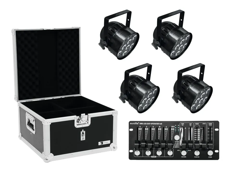 Top-Preis EUROLITE Set 4x LED PAR-56 HCL sw + Case + Controller