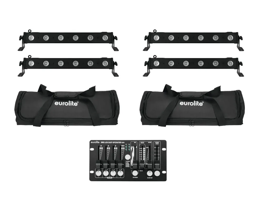 Direktkauf EUROLITE Set 4x LED BAR-6 QCL RGBW + 2x Soft Bag + Controller